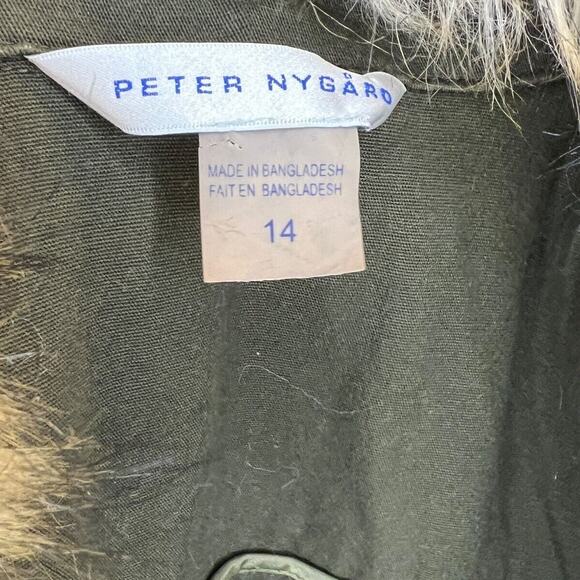 PETER NYGARD Women’s Green Bianca Vest Removable Faux Fur Collar Size 14 - Picture 6 of 7